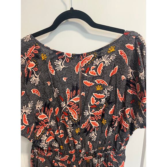 Lulus Dondi Plunging Navy Print‎ Romper Sz XL Flirty Plunge Neck Boho Whimsical - Picture 7 of 9